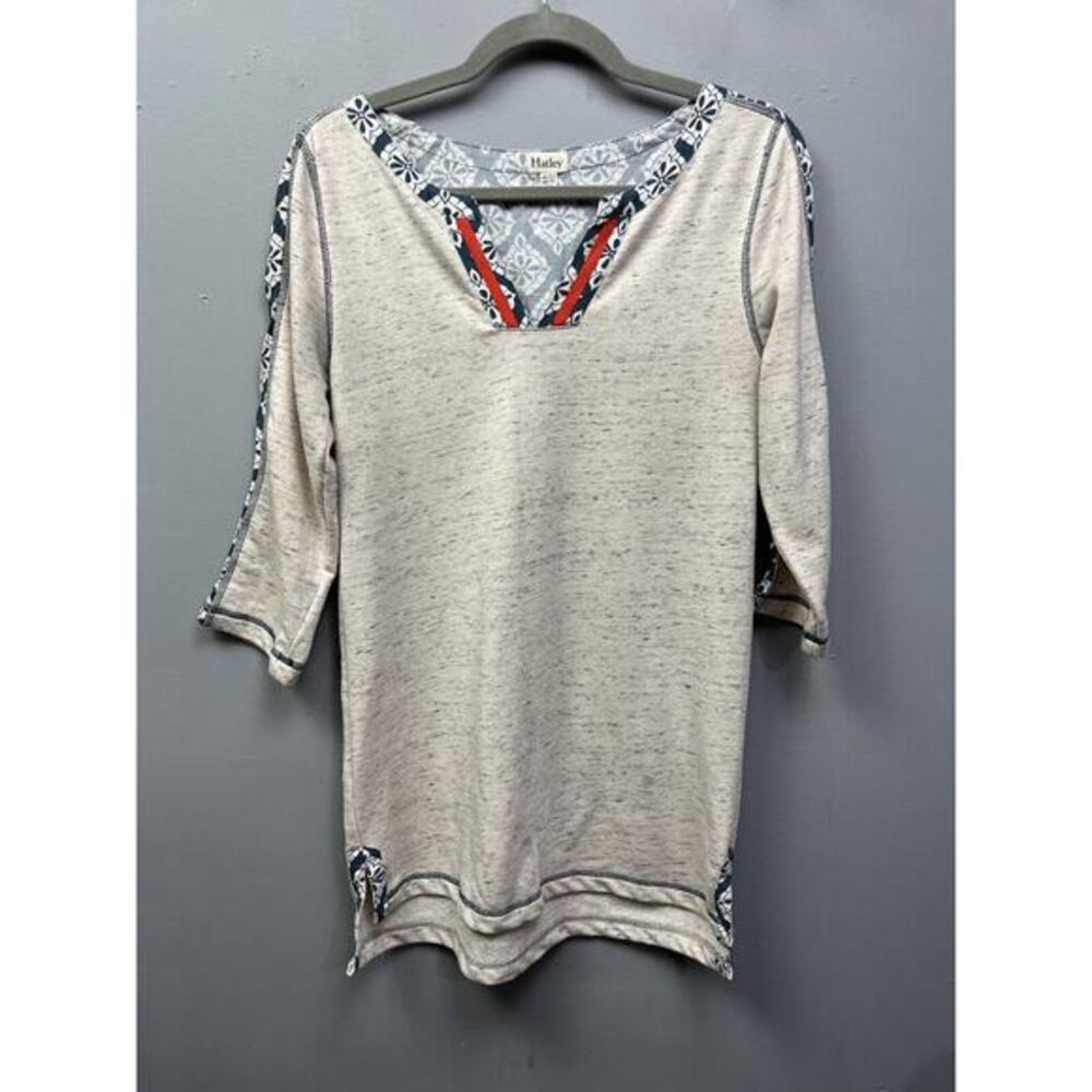 Hatley Short Dress Womens Size XS Heather Gray 3/4‎ sleeves V Neck Knit Comfort